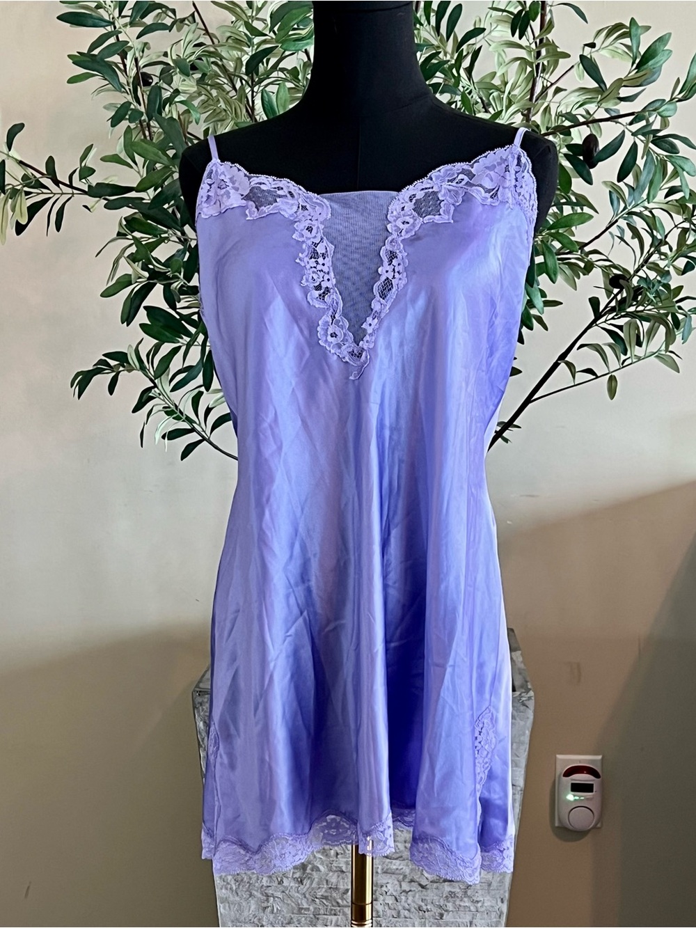 Victoria's Secret Lavender Satin Lace-Trim Chemise